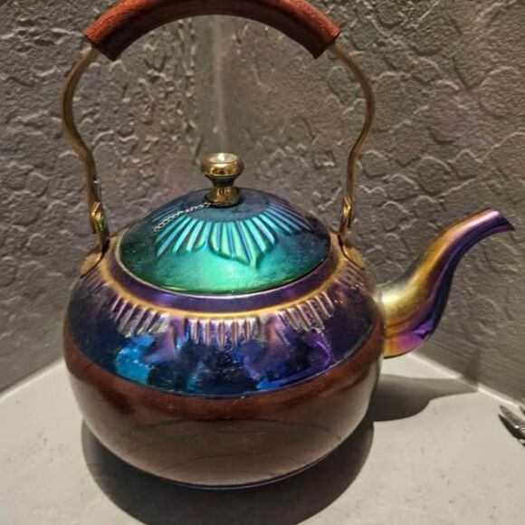 Metal Teapot Rainbow Iridescent Stainless Steel Teapot - Picture 1 of 6